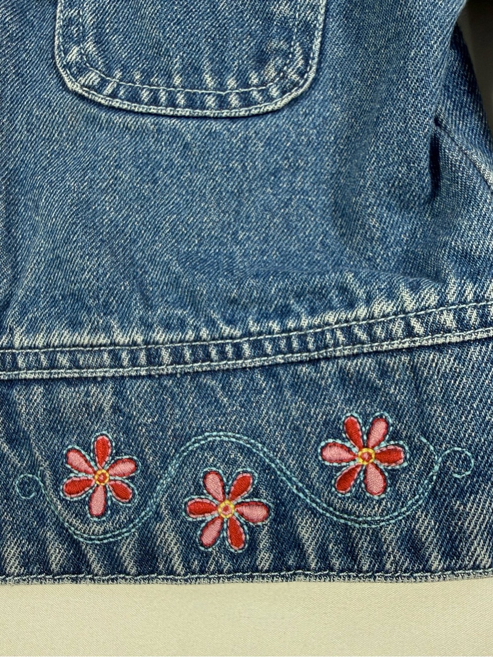 VINTAGE CANYON RIVER BLUES Denim Jacket 18M Y2K Embroidered Floral Zip Up Retro - Picture 9 of 10